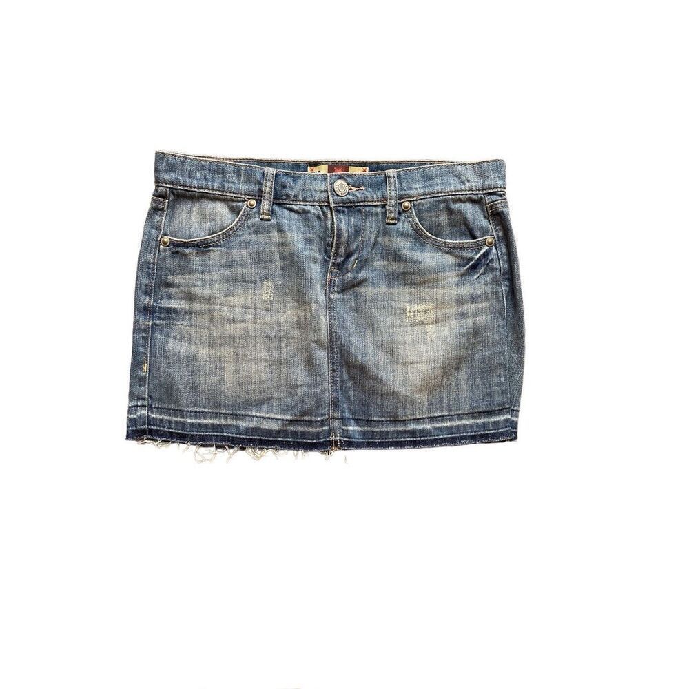 Y2K, Old Navy, distressed, unhand, blue jeans, mini skirt - Picture 1 of 5